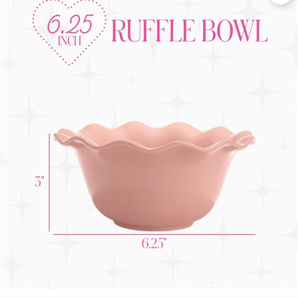 Paris Hilton Pink Ruffle Bowls Set Of Four - Picture 2 of 4